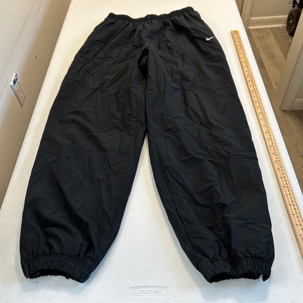 Nike Team Mens XL Black Mesh Lined Track Pants Ankle Zip Windbreaker Joggers